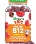 Lifeable Vitamin B12 for Kids 1000 mcg Great Tasting Vitamin B12 Gummies Gluten Free Vegan B12 Vitamins B12 Vitamins for Energy Mood and Nervous System Support 90 Gummies