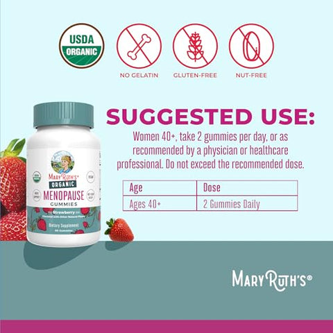 Organic Menopause Gummies By Maryruth'S Menopause Supplements For Women Mood Support Hot Flash Relief Maca Root Black Cohosh Usda Organic Non-Gmo Vegan 30 Servings