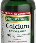 NatureS Bounty Absorbable Calcium 1200Mg Plus Vitamin D3 1000Iu 200 Count
