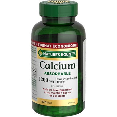 Nature's Bounty Absorbable Calcium Plus Vitamin D3 1000Iu 1200Mg 200 Count