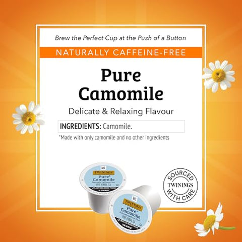 Twinings Pure Camomile Herbal Tea K-Cups for Keurig, 24 CT Box (1 Pack) | Pure Camomile Blossoms for Relaxation, Naturally Caffeine-Free, 24 Keurig Pods for Single Serve Brewers, Enjoy Hot or Iced
