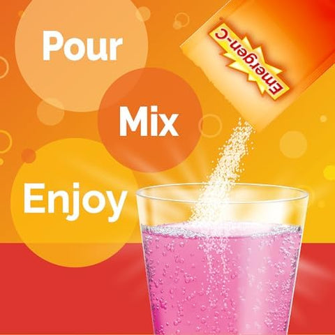 EmergenC 1000Mg Vitamin C Powder With Antioxidants B Vitamins And Electrolytes Vitamin C Supplements For Immune Support Caffeine Drink Mix Raspberry Flavor 60 Count/2 Month Supply