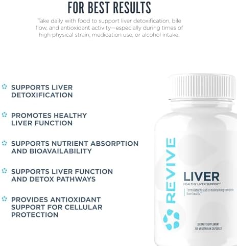Revive Md Natural Liver Cleanse Detox & Repair Pills Liver Health Support Formula - Milk Thistle Liver Defense Supplement - Inflammation Reducer & Promotes Healthy Liver Function - 120 Capsules