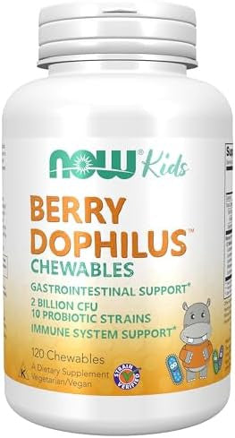 Now Foods Supplements Berrydophilus With 2 Billion 10 Probiotic Strains Xylitol Sweetened Strain Verified 120 Chewables Packaging May Vary