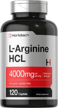 L-Arginine 4000mg | 120 Caplets | Maximum Strength Nitric Oxide Precursor | Vegetarian, Non-GMO, Gluten Free Supplement | by Horbaach