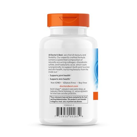 Doctor'S Best Hyaluronic Acid With Chondroitin Sulfate - Joint Health Support Supplement For Women & Men Biocell Collagen Non-Gmo Gluten Free Soy Free 60 Tablets