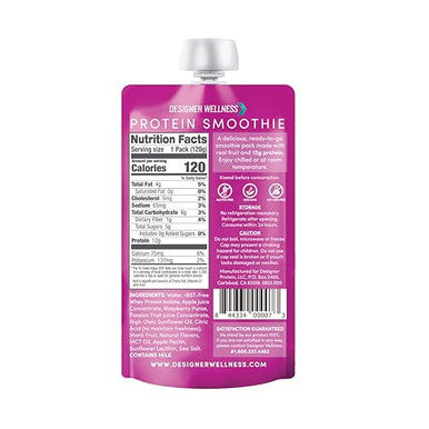 Designer Wellness Protein Smoothie Real Fruit 12G Protein Low Carb Zero Added Sugar Gluten Nongmo No Artificial Colors Or Flavors Raspberry Passion Fruit 12 Count