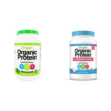Orgain Organic Plant Based Protein Powder Bundle Unsweetened Vanilla Bean And Superfoods (2 Products)
