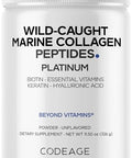 Codeage Marine Collagen Protein Powder Supplement Platinum - Biotin 10000 Mcg Vitamin C D3 & B6 Keratin Hyaluronic Acid Niacin Wild Caught Hydrolyzed Fish Collagen Peptides - Non-Gmo 11.50 Oz