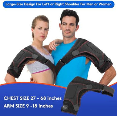 Heated Shoulder Wrap For Men Women - Electric Shoulder Heating Pad With 3 Massager And Heat Settings And Timer Modes, Heated Shoulder Braces For Neck And Shoulder Deep Issue