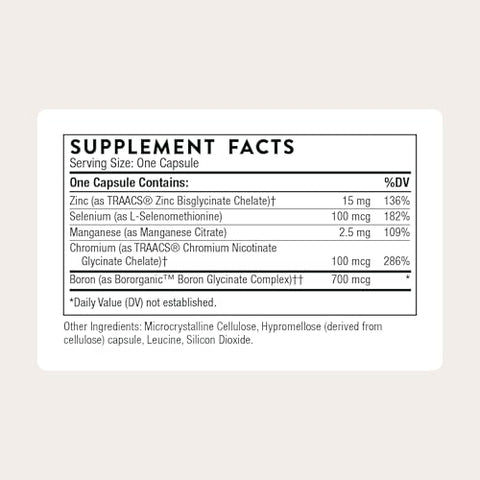 Thorne - Trace Minerals - Optimally Absorbed Chelated Mineral Supplement With Zinc Boron Selenium Chromium & Manganese - Third-Party Certified - Gluten Dairy & Soy-Free 90 Capsules