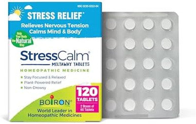 Boiron Stresscalm Tablets For Relief Of Stress Anxiousness Nervousness Irritability And Fatigue 120 Count (2 Pack Of 60)