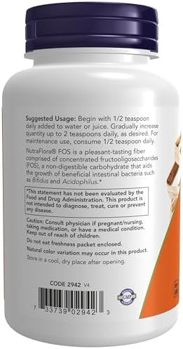 Now Foods Supplements Nutraflora Fos (Fructooligosaccharides) Pure Powder Prebiotic Fiber 4Ounce