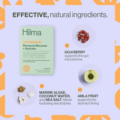 Hilma Stomach Recover And Hydrate Organic Electrolytes Powder For Hydration W/Prebiotics