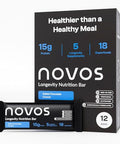 Novos Longevity Protein Bar Peanut Butter 15G Protein 5 Longevity Supplements 20 Superfoods Organic Olive Oil Seed Oil Targets Causes Of Aging Skin Mind And Mood Support 12Pack