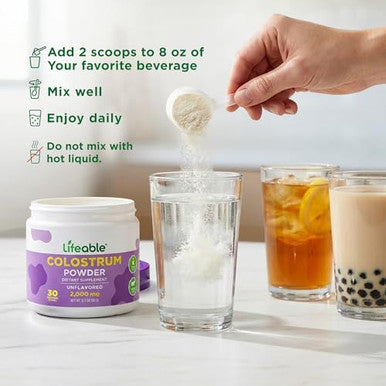 Lifeable Bovine Colostrum Powder 28 Servings 2000Mg