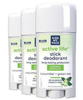 Kiss My Face Active Life Deodorant Contains Naturally Derived Ingredients 72 Hour Odor Control For Women And Men Aluminum With Coconut Oil And Probiotics Cucumber And Green Tea Scent 3 Pack