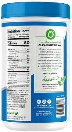 Orgain Collagen Superfoods with 20 Grams of GrassFed Collagen and Vitamin C Unflavored 25.6 oz