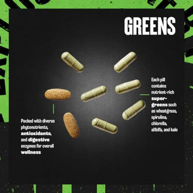 Animal Daily Greens Pill Packs Kale Wheat Grass Alfalfa and More Convenient Prebiotic And Probiotic Superfood Blend For Superior Digestion Gut Health And Immunity For Men and Women 30 Day Supply