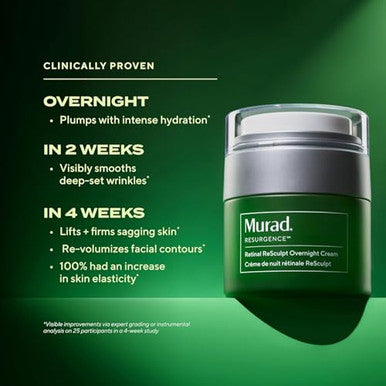 Murad Retinal Resculpt Overnight Cream Anti-Aging Face & Neck Cream With Encapsulated Retinal & Nad Firms Lifts & Hydrates Skin 1.7 Fl Oz