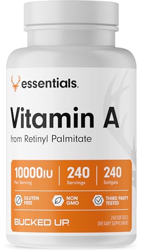 Bucked Up Vitamin A 10000IU Per Serving Essentials 240 Servings 240 Softgels