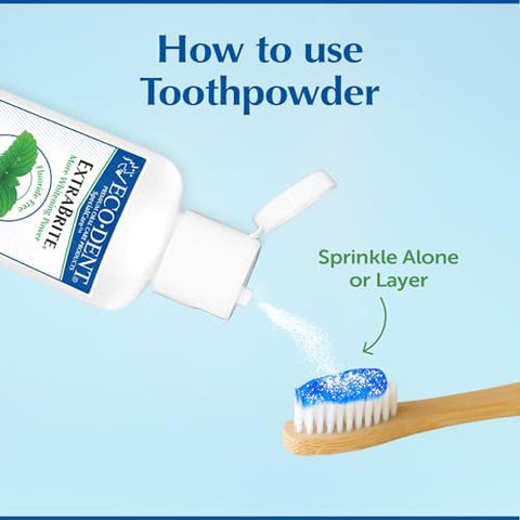 Ecodent Extrabrite Baking Soda Toothpowder Mint Fluoride Toothpaste Powder Sls Tooth Powder With Oxidizing Calcium Peroxide Whitening Toothpaste Alternative 2 Oz Ea (Pack Of 2)