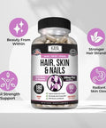 Kaya Naturals Hair Skin Nail Capsules BIOTIN Vitamin D Vitamin B-12 A Folic Acid Support Hair Support Vitamin Supplement