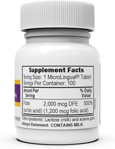 Superior Source Folic Acid Vitamin B9 1200 Mcg Microlingual Instant Dissolve Tablets Under Tongue Melts, 100 Count