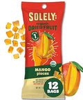 SOLELY - Organic Dried Fruit Mango Pieces (1 Box, 12 Single Serving Bags per Box) - Real Fresh Fruit - Healthy Snacks for Adults & Kids - Non GMO, Vegan Snacks, Shelf Stable - 12 Bags (1 oz)