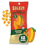 SOLELY - Organic Dried Fruit Mango Pieces (1 Box, 12 Single Serving Bags per Box) - Real Fresh Fruit - Healthy Snacks for Adults & Kids - Non GMO, Vegan Snacks, Shelf Stable - 12 Bags (1 oz)