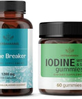 Herbamama Stone Breaker And Iodine Kit - Bundle Of 1200 Mg Stone Breaker Capsules & Potassium Iodine Gummies - Vegan Non-Gmo Gelatin- - 2 Pack