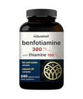 NatureBell Benfotiamine with Thiamine 240 Vegetarian Capsules 300mg Benfotiamine and 100mg Thiamine for Heart Health Energy Production and Nervous System Support* Vitamin B1 Complex