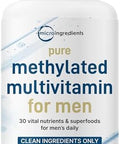 Micro Ingredients Pure Methylated Multivitamin For Men 240 Capsules 30 Essential Nutrients With Activated B Complex and Methylfolate + Saw Palmetto Ginseng Maca Lycopene Vitamin D3 and Zinc
