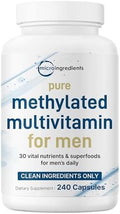 Micro Ingredients Pure Methylated Multivitamin For Men 240 Capsules 30 Essential Nutrients With Activated B Complex and Methylfolate + Saw Palmetto Ginseng Maca Lycopene Vitamin D3 and Zinc