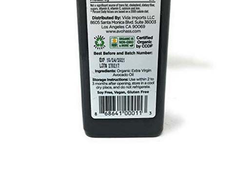 Avohass Organic Avocado Oil, 8.5 Fz