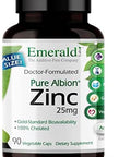 EMERALD LABS Vitamin D3+K2 (60 Caps) and Zinc 25mg (90 Caps) Bone Health Heart Support Immune Support Digestive Health Oxidative Stress Support GlutenFree
