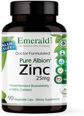 EMERALD LABS Vitamin D3+K2 (60 Caps) and Zinc 25mg (90 Caps) Bone Health Heart Support Immune Support Digestive Health Oxidative Stress Support GlutenFree