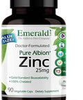 Emerald Labs Zinc 25Mg - Immune Support, Digestive Health, Oxidative Stress Support - Made With Zinc Bisglycinate - Vegan & Gluten-- 90 Vegetable Capsules