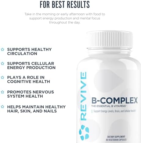Revive Md Vitamin B Complex Capsules - Supports Heart Health & Immune System - B-Complex Vitamin Supplement For Women & Men - Vitamin B12 Complex Promotes Healthy Brain Function & Boosts Energy