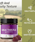Herbamama Milk Thistle Supplement - 1500Mg Milk Thistle Seed Gummies For Liver Cleanse - Vegan Non-Gmo Liver Support With Silybum Marianum - 60 Pectin-Based Blueberry-Flavored Chews