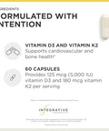 Integrative Therapeutics K2 + D3 Supplement for Heart Health and Bone Strength* Daily Vitamins for Calcium Absorption Supports Vitality GlutenFree ThirdParty Tested 60 Count (60 Servings)