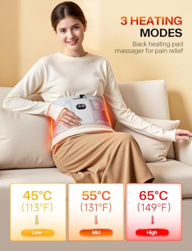 Alljoy 10000Mah Cordless Heating Pad For Back Pain Relief Fsa Eligible Hsa 67" Lower Back Massager With 3 Heat 3 Vibration Portable Heating Pad For Cramps Birthday s For Women Men Mom Dad