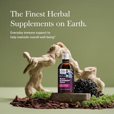 Gaia Herbs Black Elderberry(Sambucus Nigra) Syrup Extra Strengthimmune Support Supplementmade With Organic Black Elderberries For Immune Systemusda Organic Formula