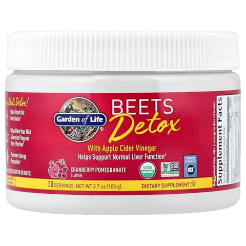 Garden Of Life Organic Beet Root Powder With Antioxidants Vitamin C Probiotics & Apple Cider Vinegar For Digestive & Liver Health Beets Detox Vegan Non Gmo Cranberry Pomegranate 30 Servings