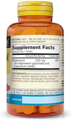 Mason Natural Magnesium 200 Mg Muscle And Nerve Function Support 100 Tablets