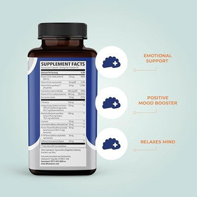 Lifeseasons Anxiet With Mood Stabilit Supports Mood & Mental Focus Feel Calm And Relaxed Eases Tension & Nervousness Ashwagandha Kava Kava Gaba & Ltheanine 180 Capsules