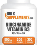 Bulksupplements.Com Niacinamide Capsules - Niacinamide Supplement, Vitamin B3 Supplement, Niacinamide 500Mg - Gluten Free, 1 Capsule Per Serving, 300 Capsules (Pack Of 1)