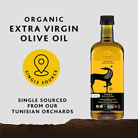 Terra Delyssa First Cold Pressed Organic Extra Virgin Olive Oil, Single Sourced, 1.5L Dark Plastic Bottle (51 fl. oz) - 1 Pack, Certified Kosher. Non-GMO, Naturally Rich in Antioxidants and Polyphenols