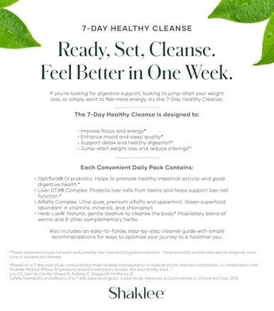 Shaklee - 7-Day Healthy Cleanse: Complete System Reset And Energy Boost - With Probiotics Liver Support And Herbal Cleanse - Step-By-Step Guide - 7 Daily Morning & Night Packets
