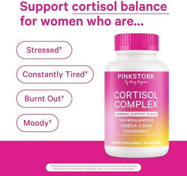 Pink Stork Mood + Wellness Bundle Cortisol Complex + Magnesium Glycinate Mood And Wellbeing Calm Stress Support Energy
